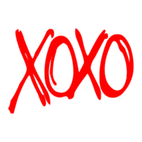 hand gezeichneter wort-xoxo-text auf transparentem hintergrund png