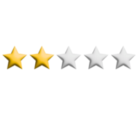 2 Stars Rating sign and symbol on Transparent Background png