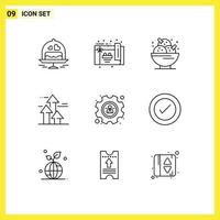 9 Thematic Vector Outlines and Editable Symbols of management forward dessert breaking arrows Editable Vector Design Elements