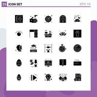 Modern Set of 25 Solid Glyphs and symbols such as flag marriage engine love arch Editable Vector Design Elements
