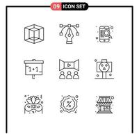Modern Set of 9 Outlines and symbols such as horror board learning multimedia film Editable Vector Design Elements