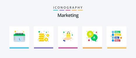 Marketing Flat 5 Icon Pack Including . marketing. presentation. advertisement. question. Creative Icons Design vector