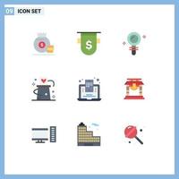 9 Universal Flat Colors Set for Web and Mobile Applications trick magic finance hat biochemistry Editable Vector Design Elements