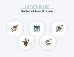 Startups And New Business Line Filled Icon Pack 5 Icon Design. online meeting. meeting. analysis. chat. goal vector