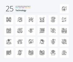 Technology 25 Line icon pack including home automation. wifi. control. smart. automation vector