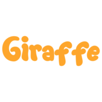 Giraffe Animal Name Lettering Concept on Transparent Background png