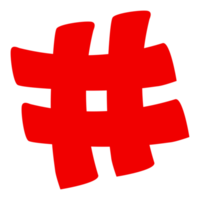 Red Hashtag sign symbol on Transparent Background png