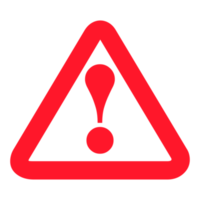 Red Hazard Warning Sign on Transparent Background