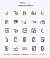 Paquete de iconos de 25 dispositivos creativos, como el teléfono móvil. ratón. dispositivos. manzana. digital vector