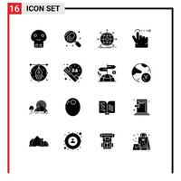 Universal Icon Symbols Group of 16 Modern Solid Glyphs of design swipe business gesture web Editable Vector Design Elements