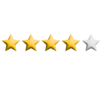 4 Stars Rating  sign and symbol on Transparent Background png