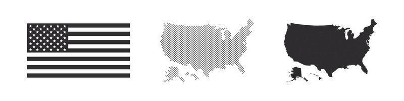 Maps of the United States of America. Usa flag. Vector illustration