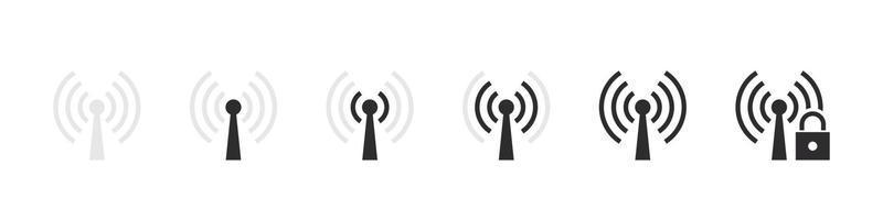 Wifi icons. Wireless and wifi signs. Wireless internet signal bars. Vector icons