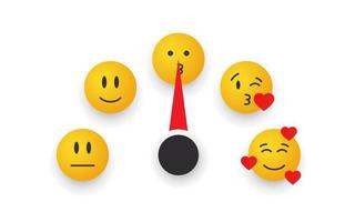 Mood scale. Satisfaction indicator. Rating emoticon. Performance measurement. Vector illustration