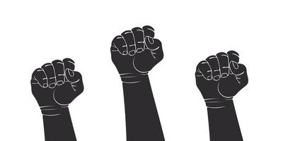 Hands signs. Hands clenched into a fist. Teamwork hands, voting hands. Vector illustration