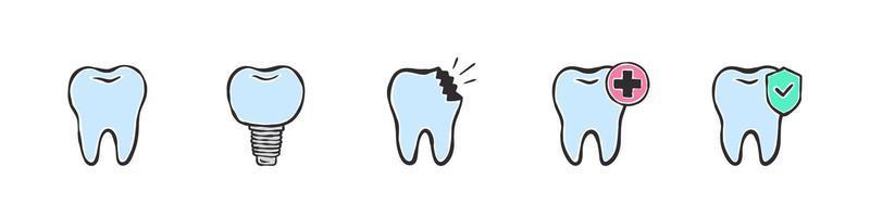 Different human teeth. Sketch style drawing. Infographics in dentistry. Vector illustration