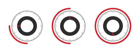Rotary dials. Adjustment dial. Control knob or round dial regulator. Vector illustration