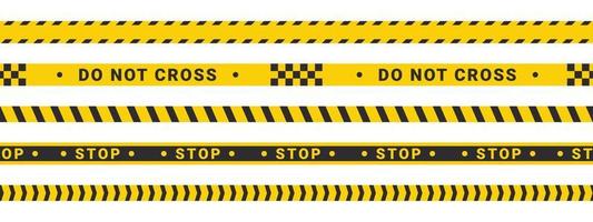 Caution tape set. Warning or caution stripe. Police line. Do not cross stripes. Vector images