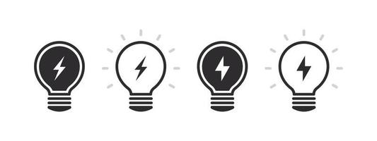 Light bulb with lightning bolt icon. Energy icons. Vector illustration