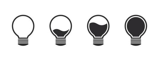 Light bulb idea concept. Level of glowing Light Bulb. Vector illustration