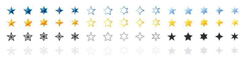 conjunto de iconos de estrellas. iconos de estrellas multicolores. iconos de estrellas de calificación. ilustración vectorial