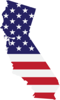 outline drawing of california state map on usa flag. png