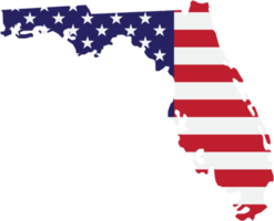 umrisszeichnung der staatskarte von florida auf usa-flagge. png