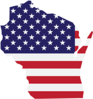 outline drawing of wisconsin state map on usa flag. png