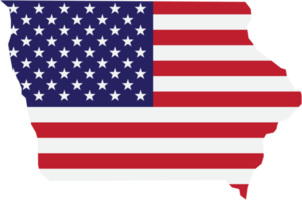 umrisszeichnung der iowa-staatskarte auf usa-flagge. png