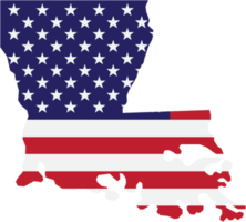 outline drawing of louisiana state map on usa flag. png