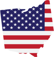 översikt teckning av ohio stat Karta på USA flagga. png