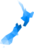 Polygonal New Zealand map on transparent background. png