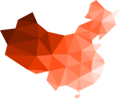 Polygonal China map on transparent background. png