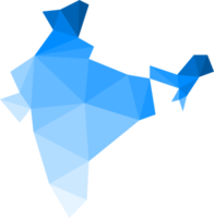 Polygonal India map on transparent background. png