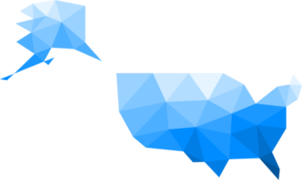 Polygonal USA map on transparent background. png