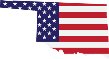 schema disegno di Oklahoma stato carta geografica su Stati Uniti d'America bandiera. png