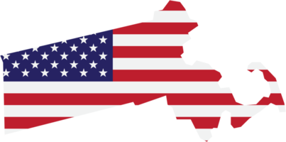outline drawing of massachusetts state map on usa flag. png