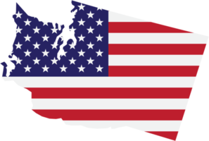 umrisszeichnung der staatskarte von washington auf usa-flagge. png