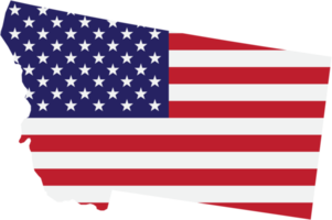 outline drawing of montana state map on usa flag. png