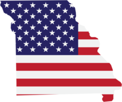 outline drawing of missouri state map on usa flag. png