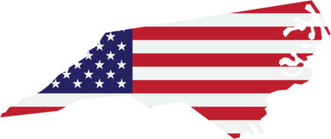 outline drawing of north carolina state map on usa flag. png