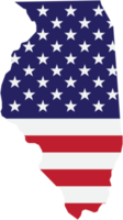 översikt teckning av Illinois stat Karta på USA flagga. png