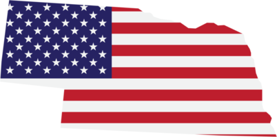 umrisszeichnung der staatskarte von nebraska auf usa-flagge. png