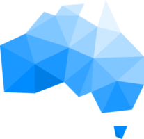 Polygonal Australia map on transparent background. png