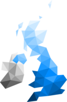 Polygonal England map on transparent background. png