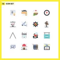 Modern Set of 16 Flat Colors and symbols such as chart circle size heart green Editable Pack of Creative Vector Design Elements