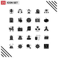 25 User Interface Solid Glyph Pack of modern Signs and Symbols of management plan garbage control backlog Editable Vector Design Elements