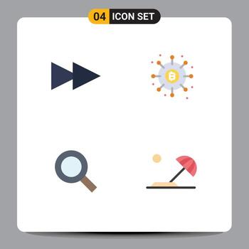 Modern Set of 4 Flat Icons and symbols such as forward zoom dividends payments beach Editable Vector Design Elements