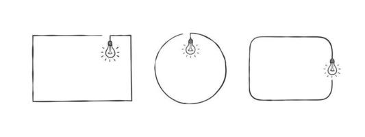 marcos con bombillas. marcos dibujados a mano con bombillas. ilustración vectorial vector