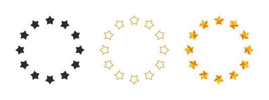 Stars circles. Different star shapes. Pointed stars. Shine sparkle icon. Vector icons